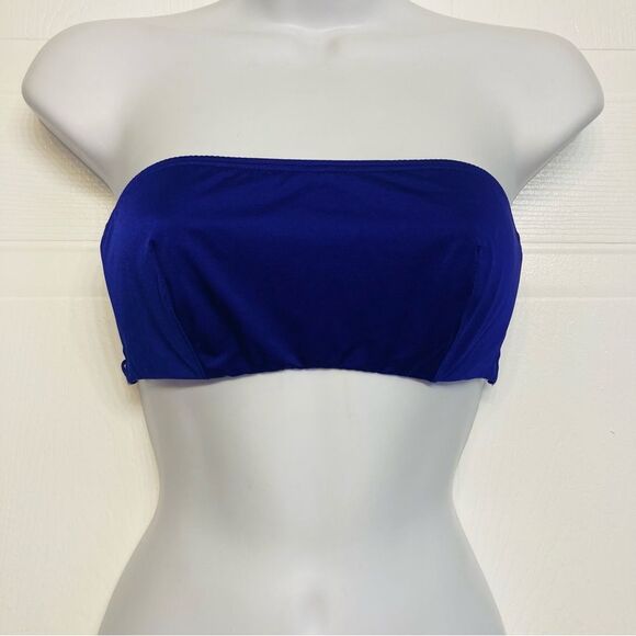 Victoria's Secret UnlinedBandeau Bra Underwired Strapless Caged Back Sz 34C Blue - Picture 2 of 10